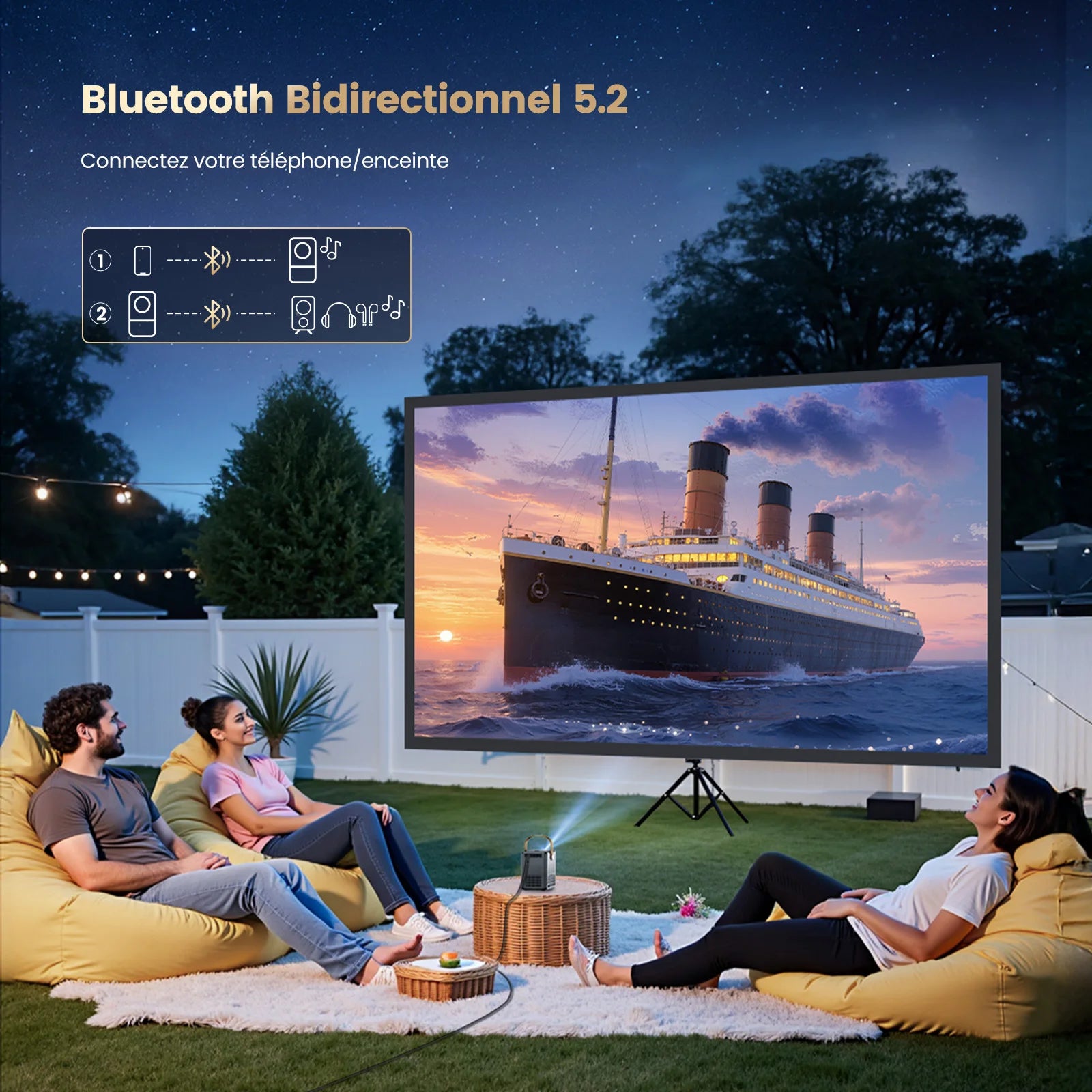 Projecteur Vidéo Wimius 1080P Natif WiFi 6 Bluetooth – Home Cinéma Portable