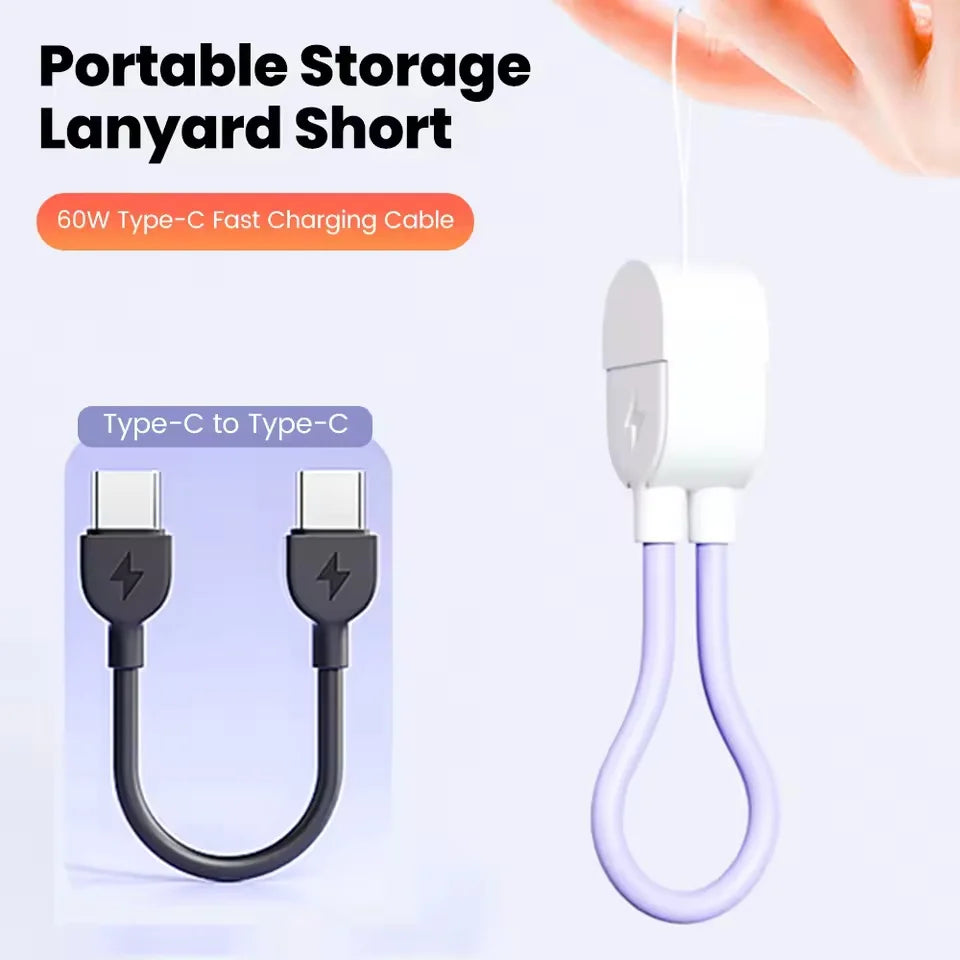 Câble court universel de charge rapide 60W, lanière portable porte-clés, double Type-C pour iPhone 15 / 16, Samsung, Xiaomi, Wrod
