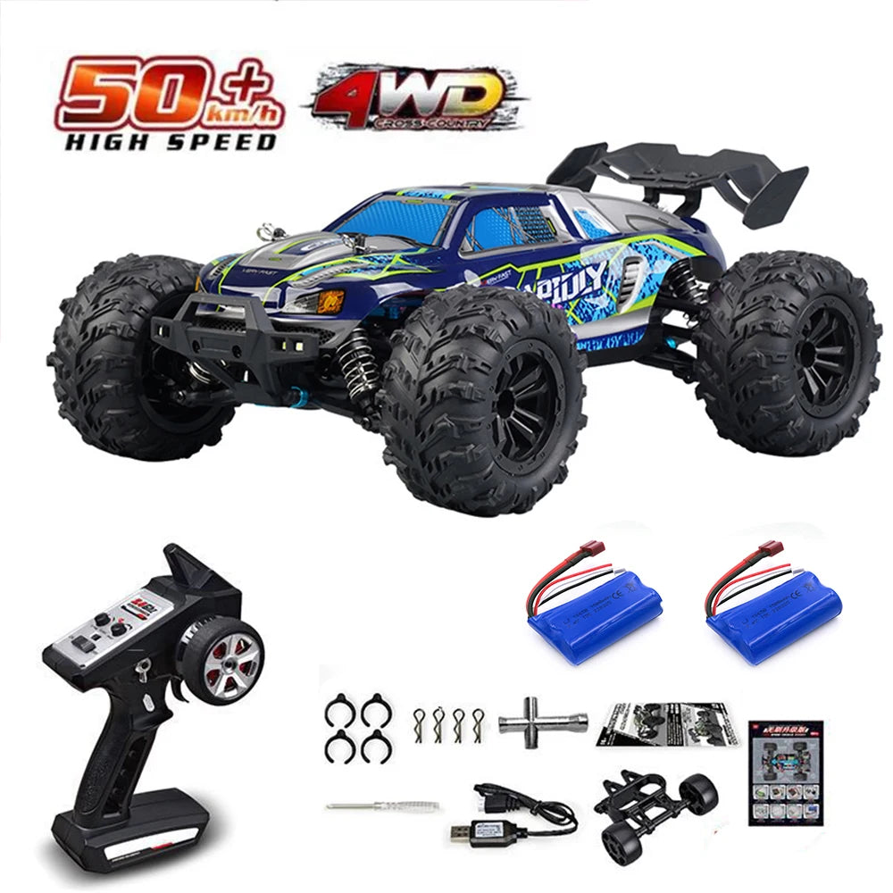 Monster Truck-Voiture tout-terrain télécommandée pour garçons, voiture 4x4, haute vitesse, 75km par heure, lumière de sauna LED, sans balais, versi1/16, RC, jouets, cadeau
