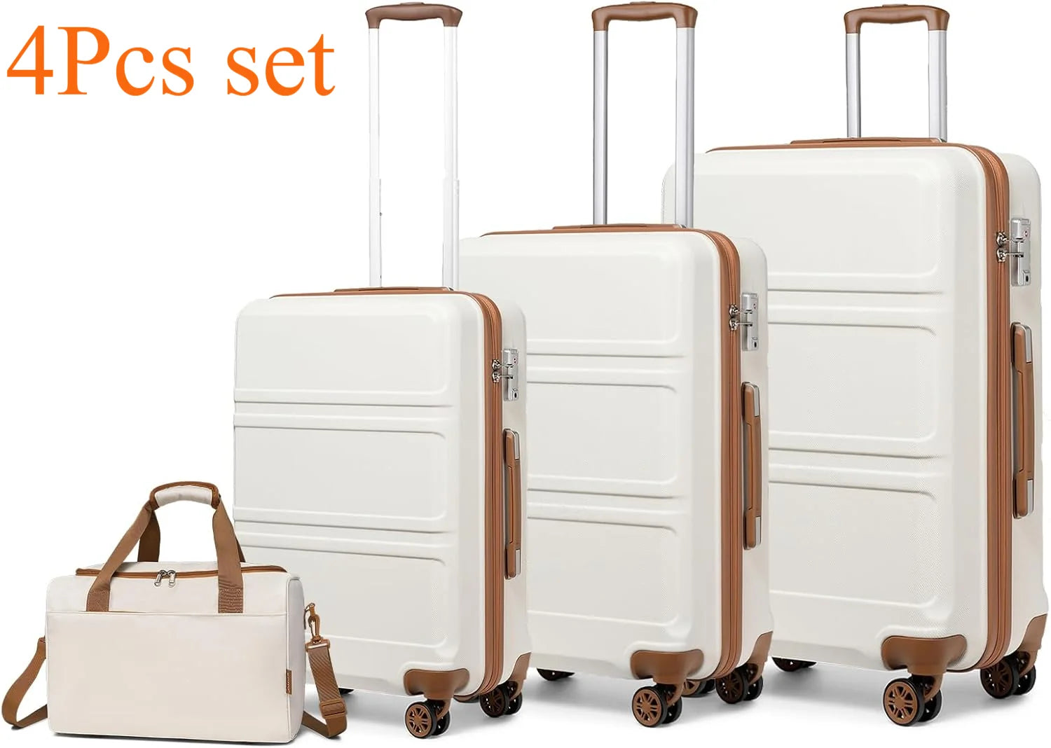 Ensemble de bagages rigides 2 pièces avec sac de voyage S/M/L KONO – roulettes 360°, serrure TSA, valises S-M-L