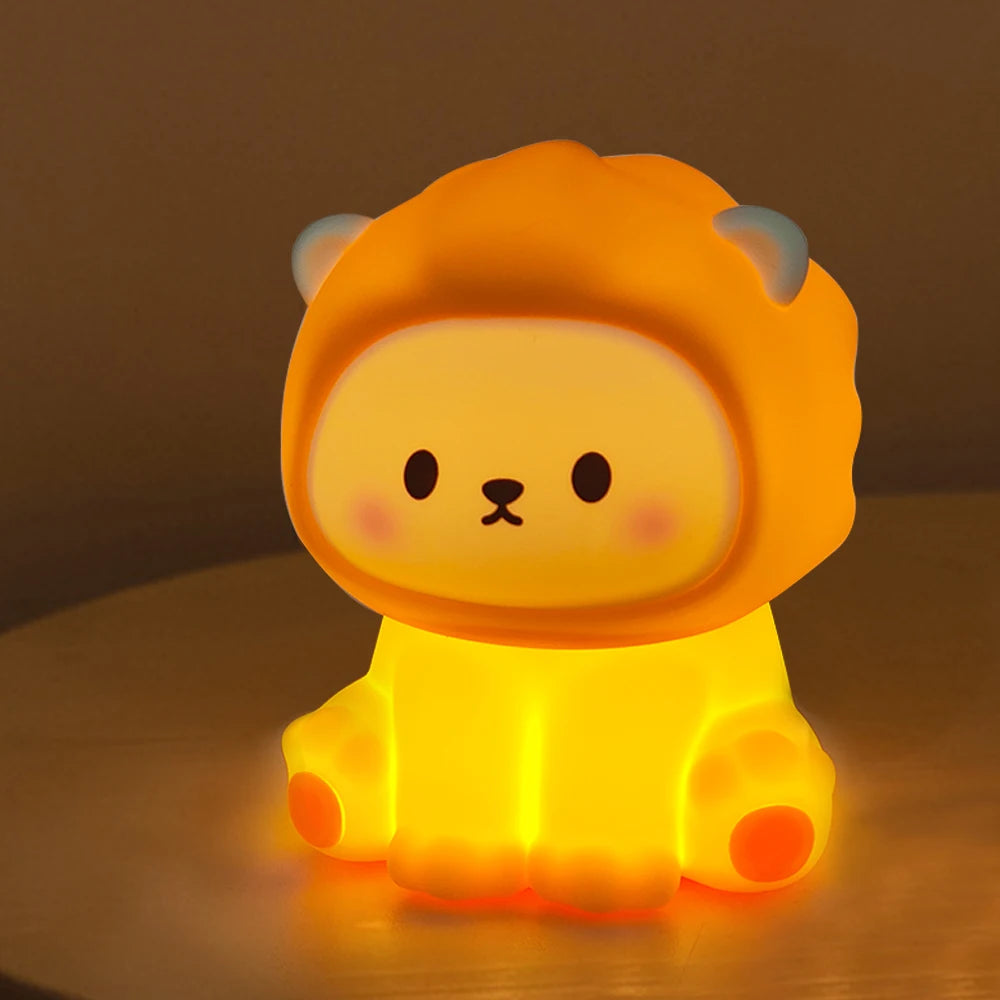 LED Silikon-Nachtlicht Panda/Löwe für Kinder – USB wiederaufladbar