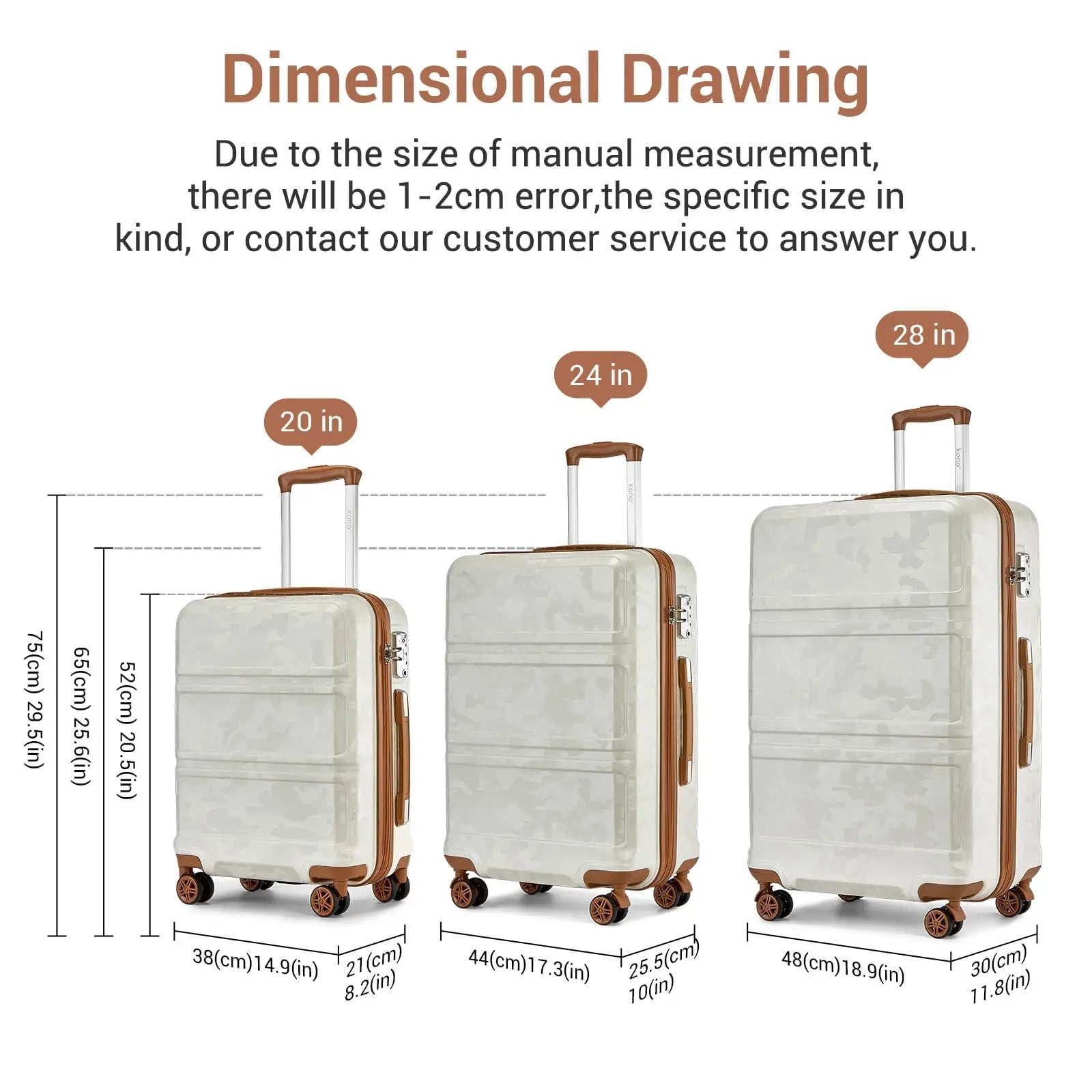 Ensemble de bagages de cabine ABS 3 pièces KONO, léger, serrure TSA, bagage à main pour voyage