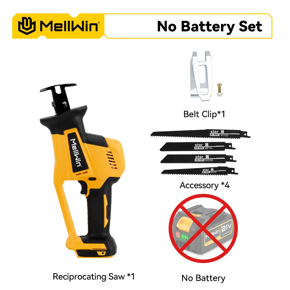 MELLWIN 3600W scie alternative électrique sans brosse outil de scie de coupe de tuyau en bois et en métal pour broche de batterie Makita 18V