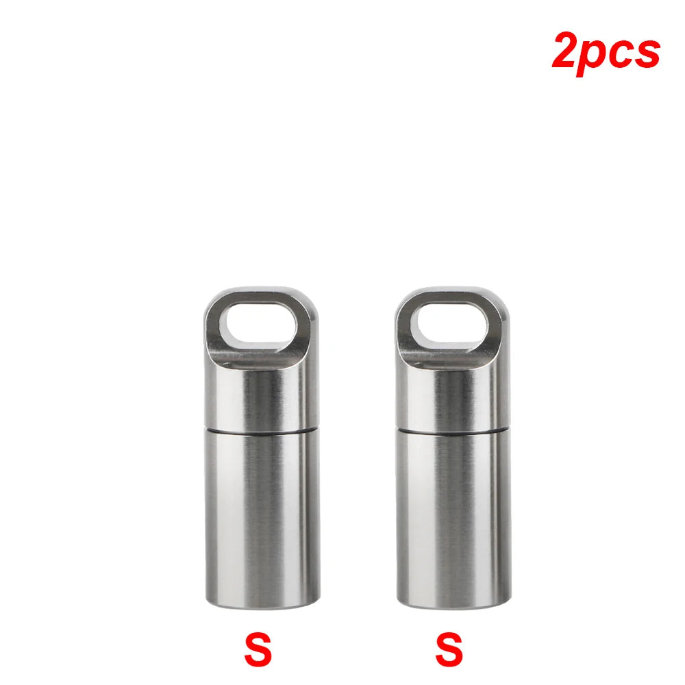 Boîte de rangement de pilules en acier inoxydable S M A L L avec porte-clés, anneaux d'étanchéité, pendentif de premiers secours de camping, mini étui à médicaments étanche et portable