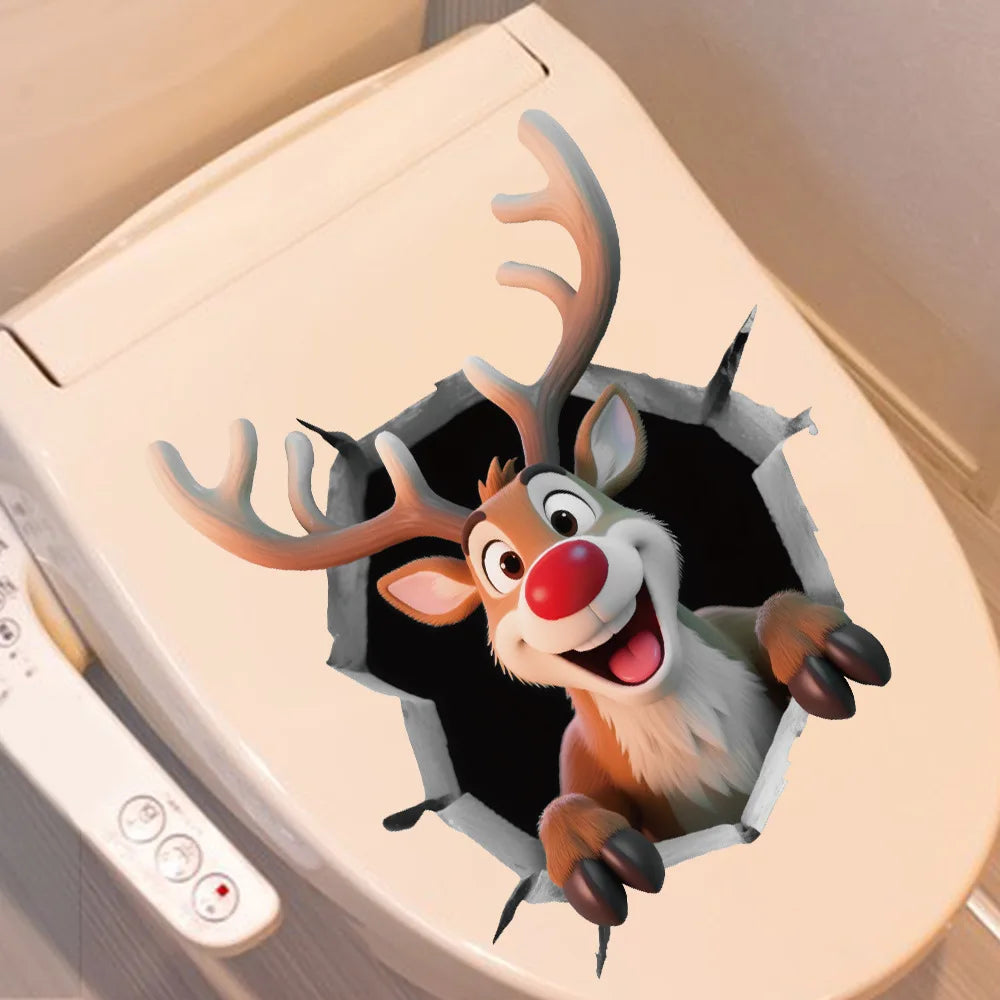 Autocollant mural 3D Père Noël amovible en PVC pour fenêtres, décoration de Noël et maison