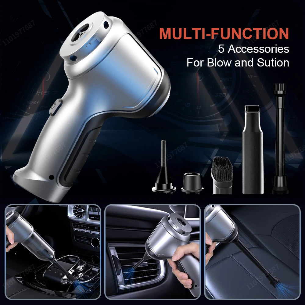 Mini Portable Car Vacuum Cleaner Wireless Handheld Cordless Cleaner for Home Office Keyboard Books 95000Pa 