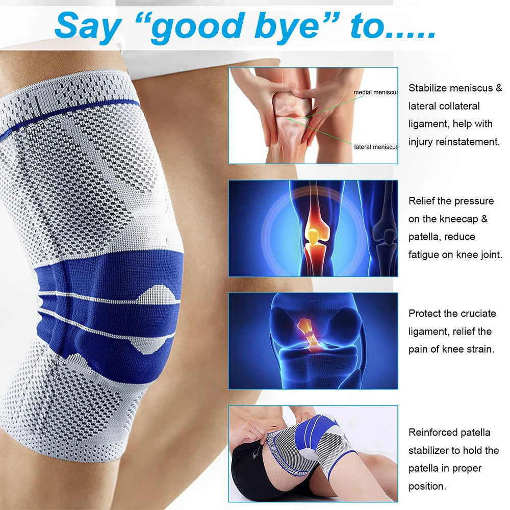 Genouillère médicale de soutien, manchon de compression, soulagement de la douleur arthritique, course à pied, entraînement, genouillère de sport