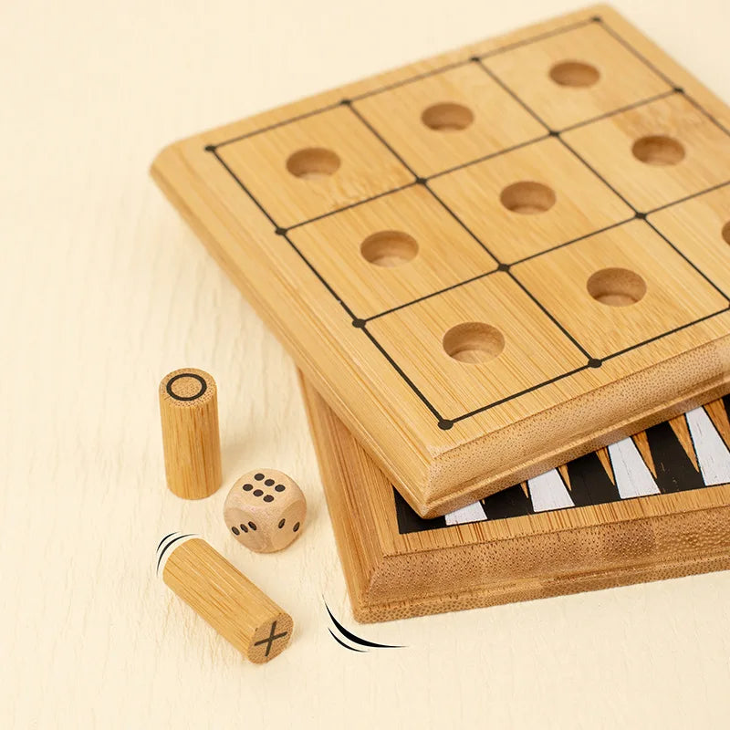 Jeu de société d'intelligence classique avec pièces de jeu en bois, jouets de dames de backgammon de voyage, cadeau idéal pour adultes et enfants