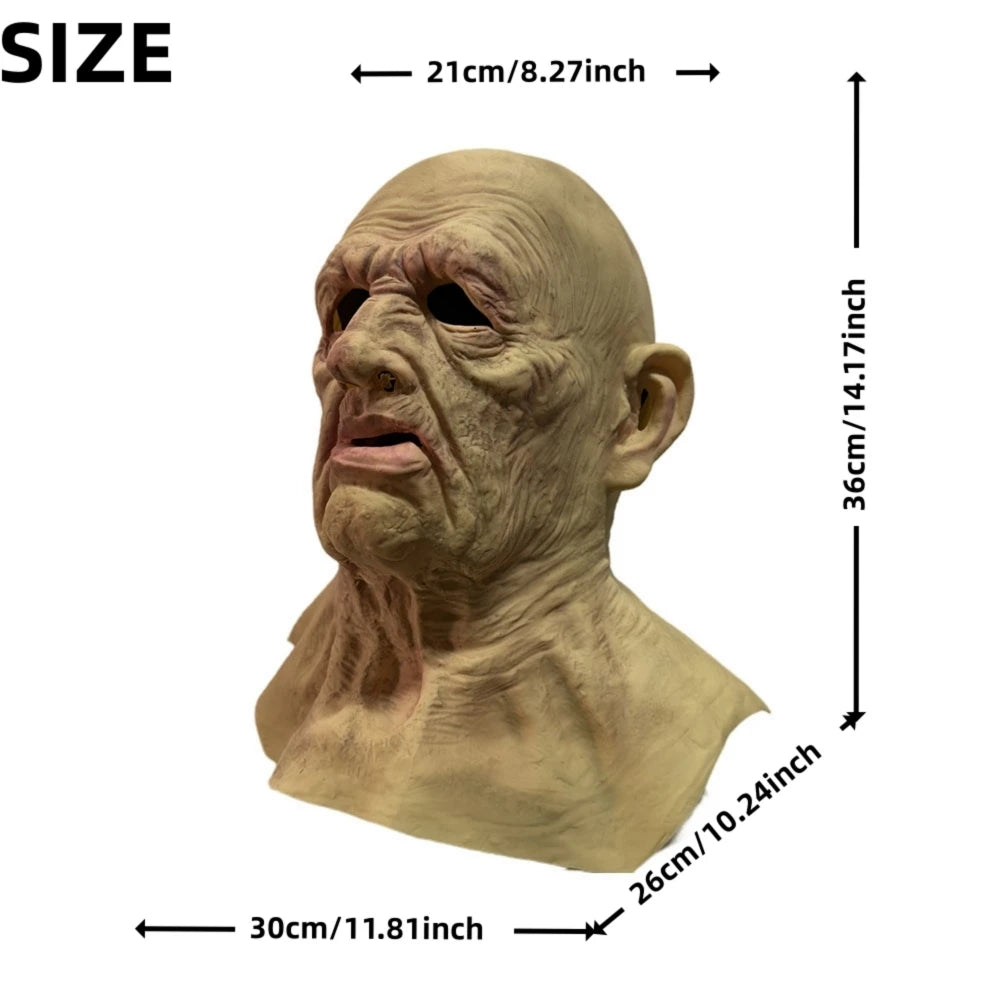 Masque Réaliste Vieil Homme en Latex Silicone – Modèle Long Cou, Toucher Doux