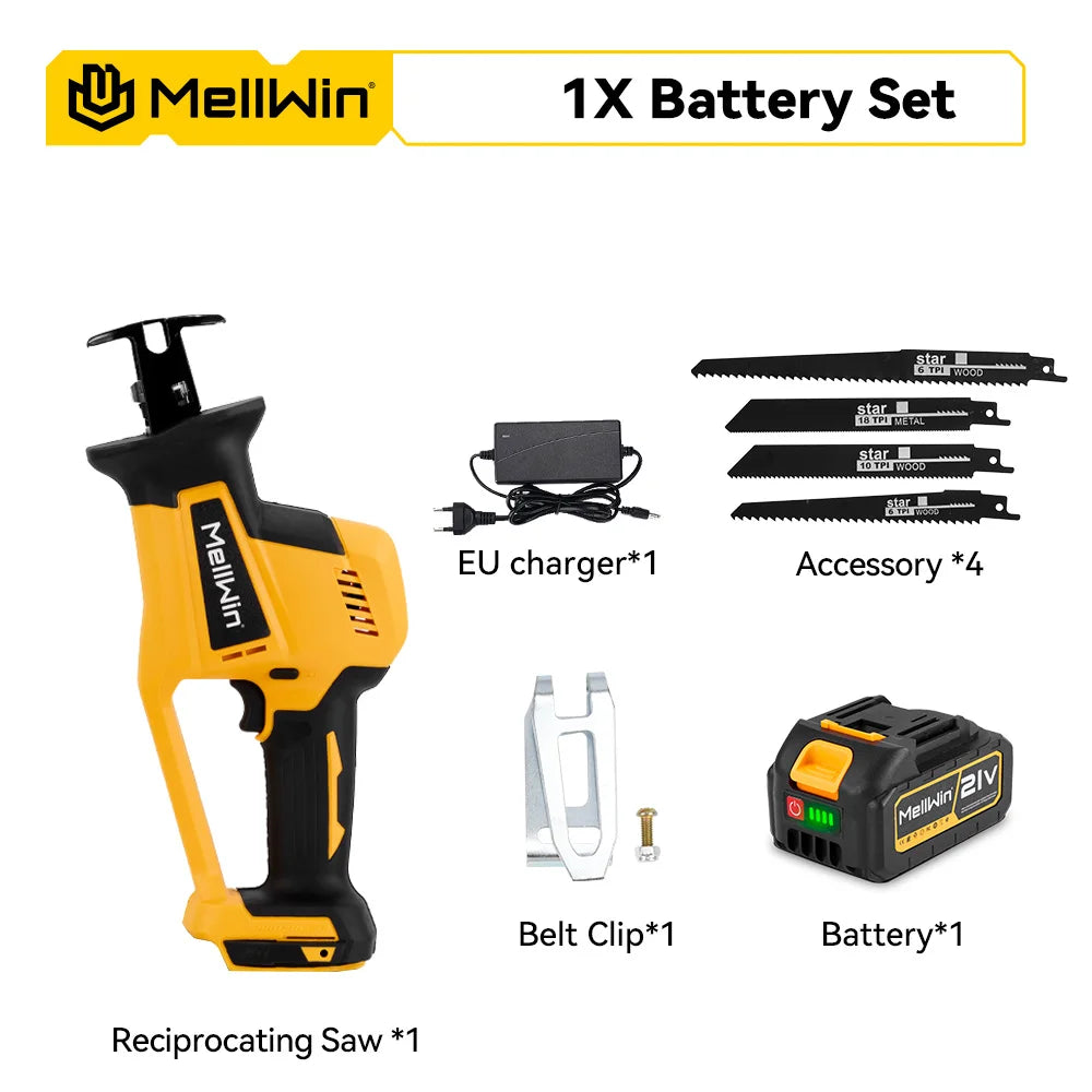 MELLWIN 3600W scie alternative électrique sans brosse outil de scie de coupe de tuyau en bois et en métal pour broche de batterie Makita 18V