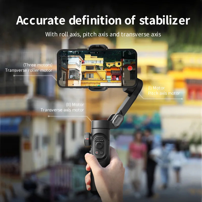 3-Axis Gimbal Stabilizer with Fill Light for Smartphone, iPhone, Android