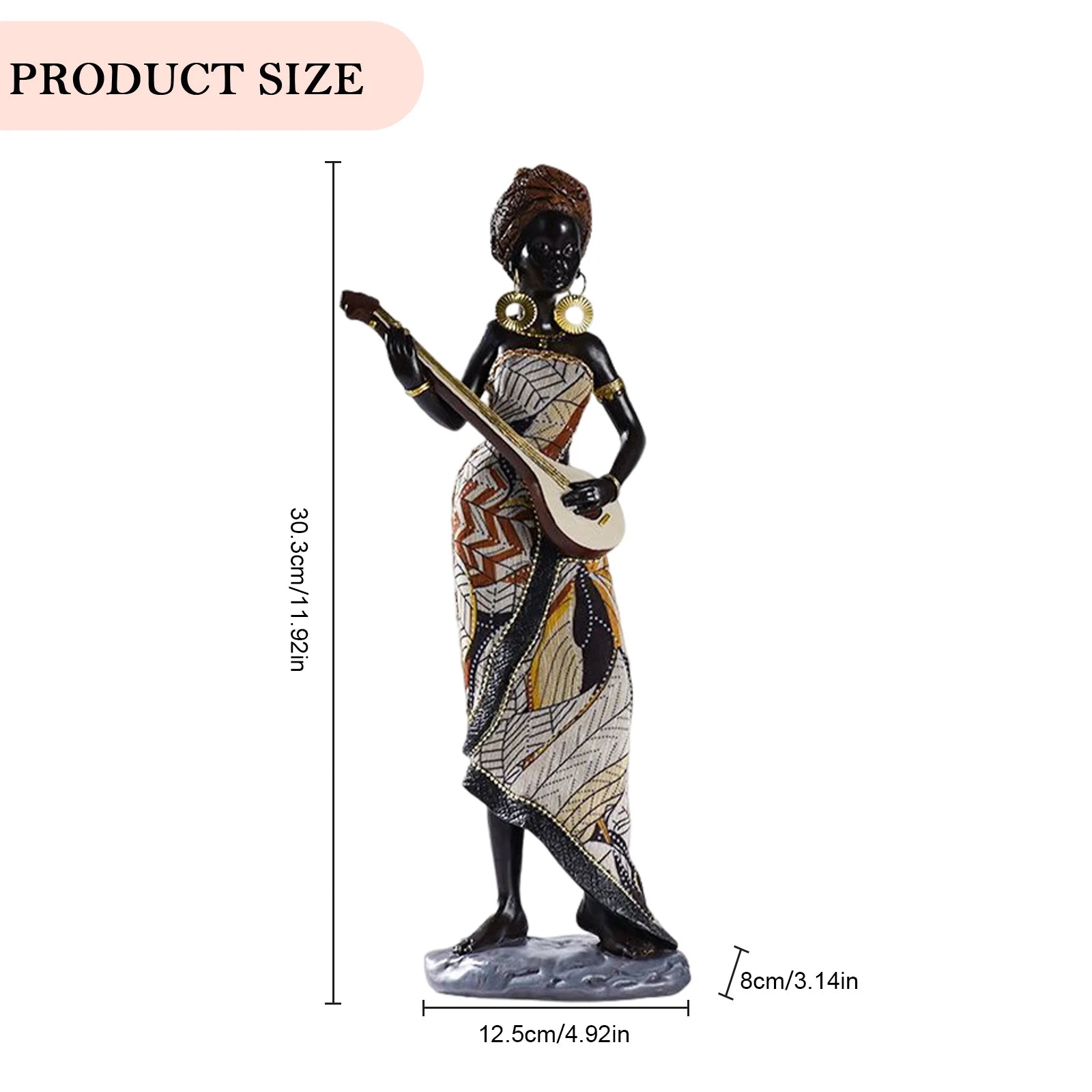 African Art Statuette for Home Decoration, Classic Style, for Living Room Interior