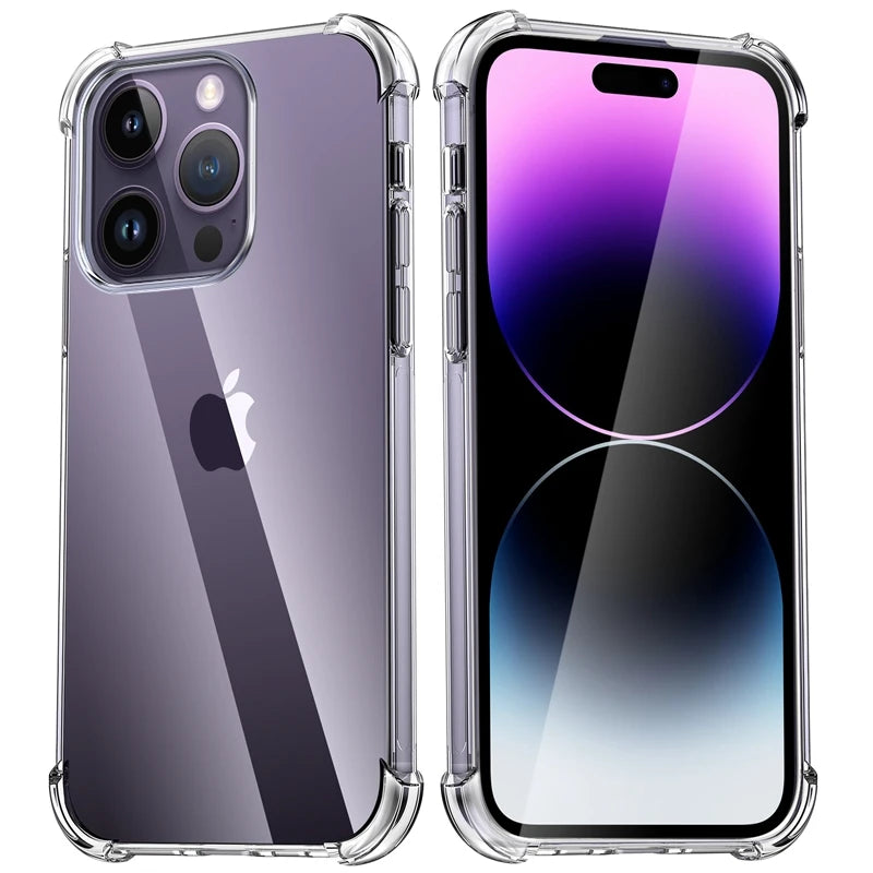 Coque transparente antichoc de luxe – Étui en silicone pour iPhone (6 à 15 Pro Max)