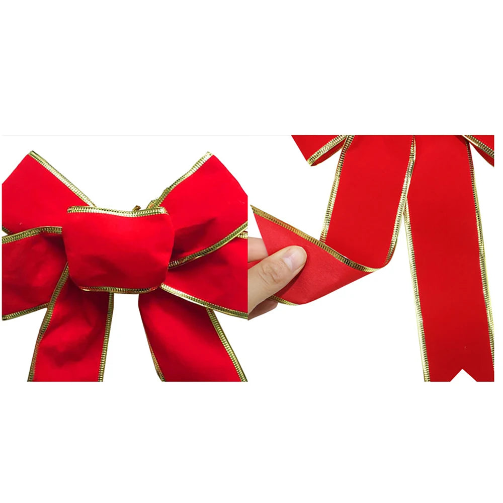 Nœuds de ruban de noël de 25cm, nœuds pour artisanat, décoration d'arbre de noël, nœuds artificiels en flanelle rouge avec fil de fer