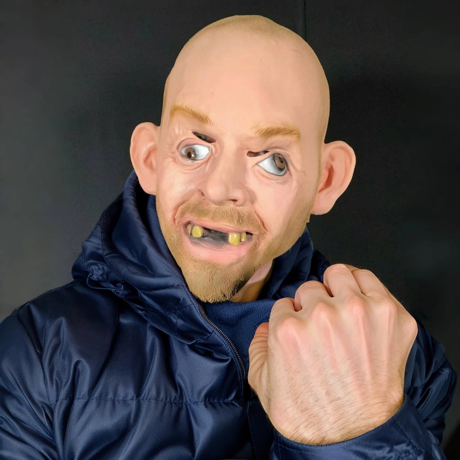 Masque homme chauve roi ballon taille adulte-John Tiger Hillbilly Costume inang avec masque en latex yeux fous pour fête d'Halloween