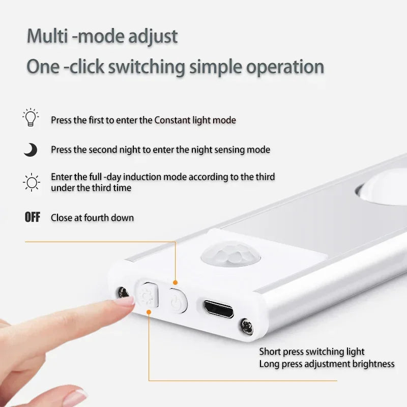 Wireless LED Motion Sensor Light Under Cabinet Lights Kitchen Bedroom Wardrobe Cisco 3 in 1 20cm 30cm 40cm 60cm