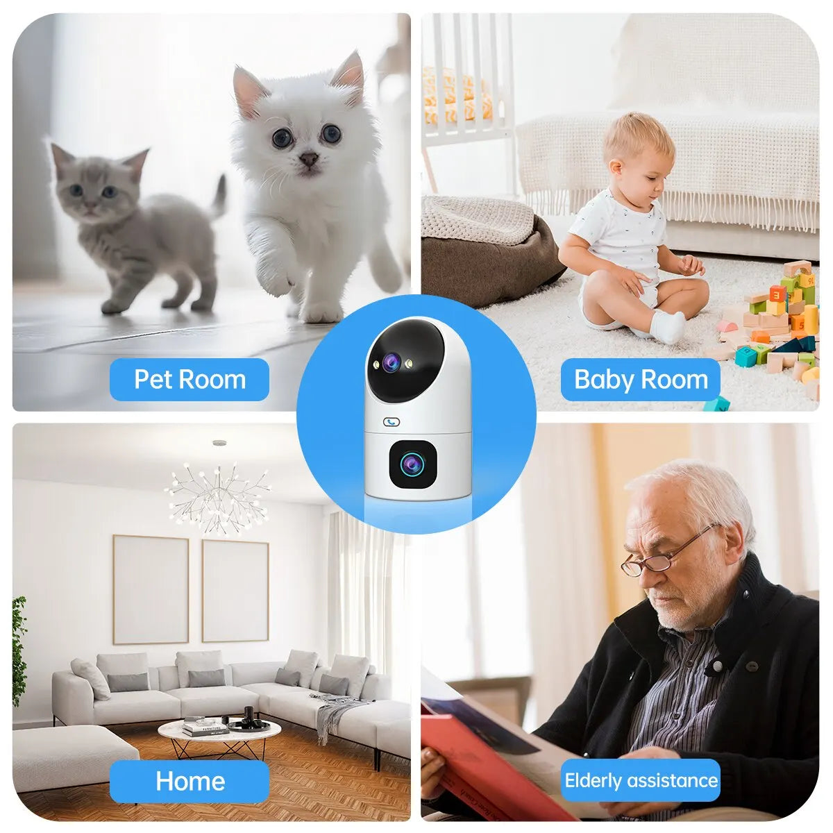 4K PTZ IP Camera with 10X Zoom, WIFI Video Device, for Night, Home Video Baby Monitor