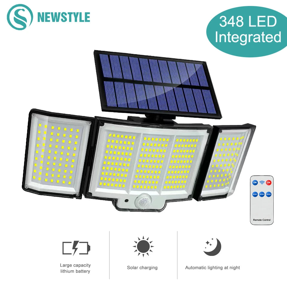 T-NEWSTYLE Solar-Außenleuchte – 328/348 LEDs