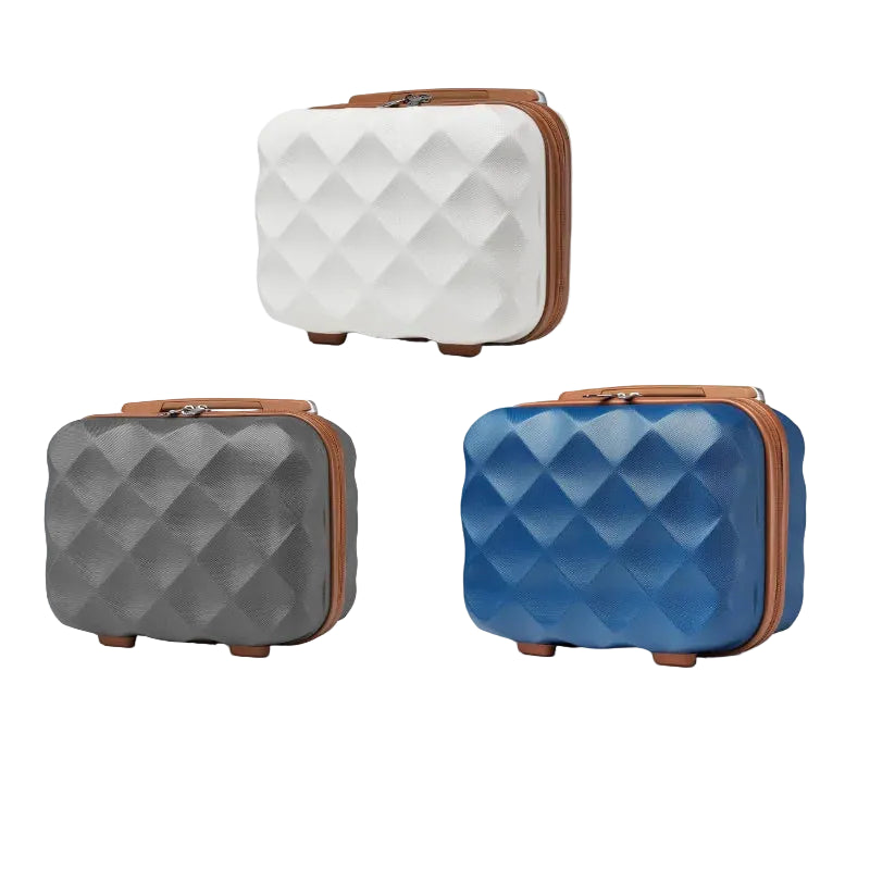 Étui de beauté pour voyageur britannique, mallette de maquillage rigide, bagage à main portable, poignée portée, ceinture grise 31x25x17.2cm