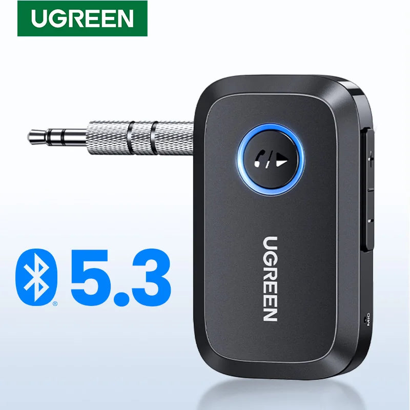 UGREEN Bluetooth Receiver Adapter 3.5 for Car Speakers, 5.3mm AUX Jack, Audio Music Receiver, Hands-Free