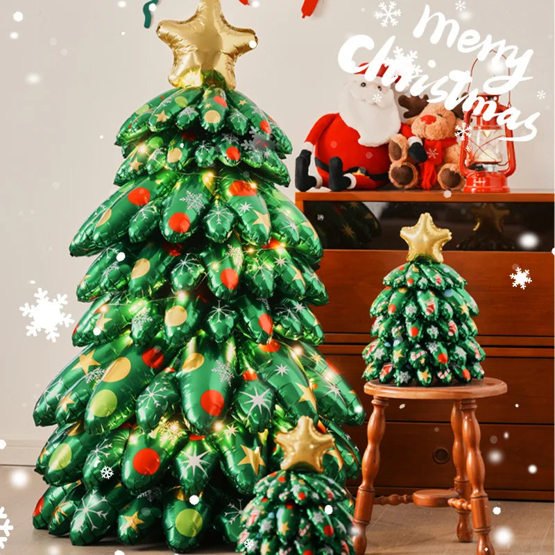 1 ensemble de ballons de noël, grands ballons d'arbre de noël pour la décoration de la maison, fête de noël, ballon en aluminium, nouvel an 2025