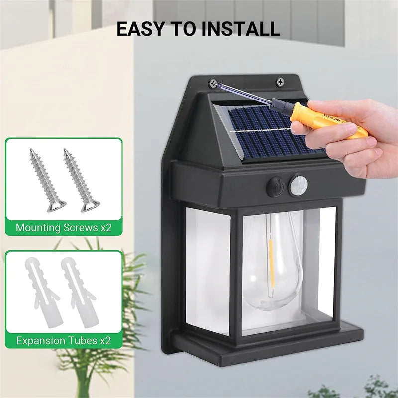 Tungsten Solar Wall Light, Waterproof, Wireless, Motion Sensor, Security Lights, Dusk to Dawn for Foster, Garden Lighting, 1-8 Pieces