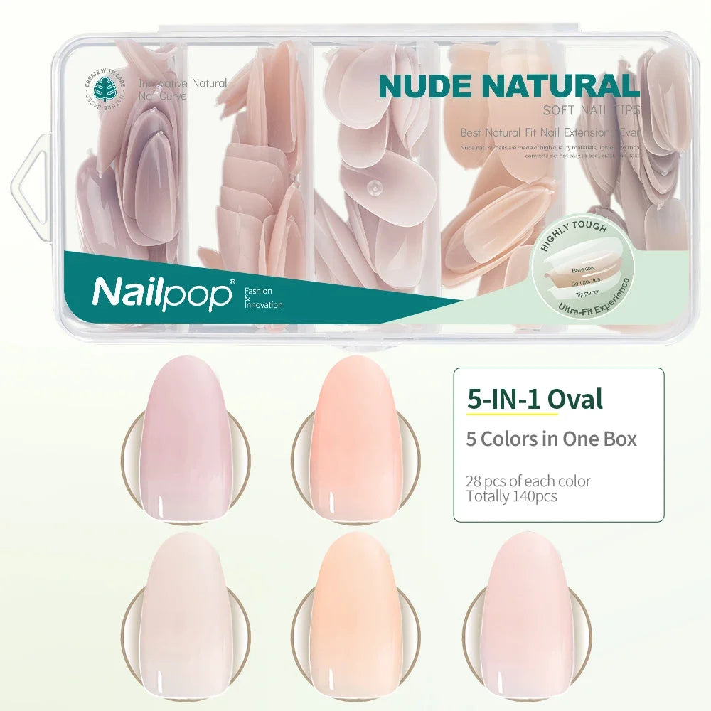 Ongles Naturels Nude 140 pièces - Nailpop 3-en-1 – Ultra-Fit, Press-On, DIY Manucure