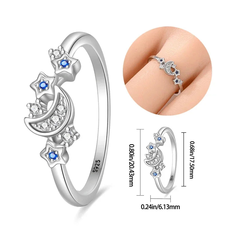 Bagues en empilables en zircon coloré Soleil Lune Étoile pour femmes.