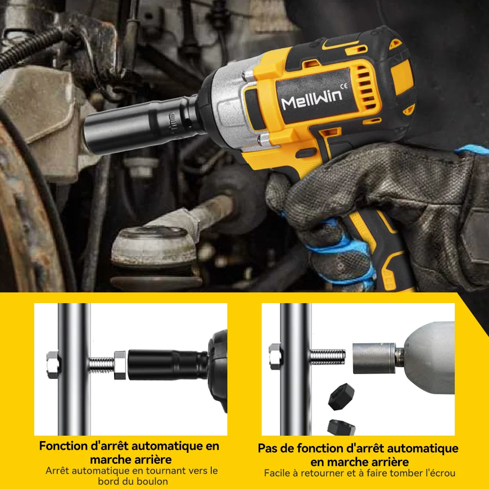 MELLWIN 520N.M clé électrique sans brosse 3-en-1 clé à chocs sans fil tournevis électrique perceuse pour Makita 18V batterie broche