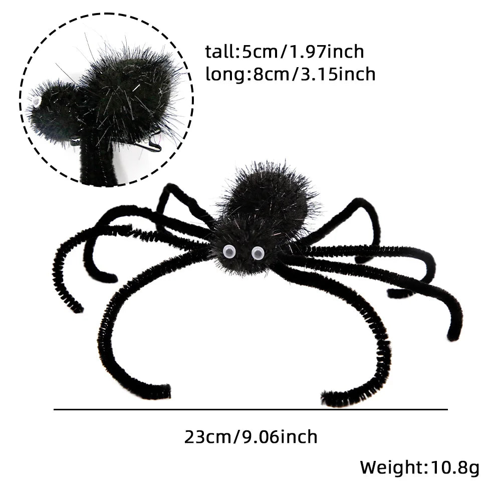 Araignée Peluche Cartoon 23 cm – Décoration Halloween &amp; Fête – Noir / Violet