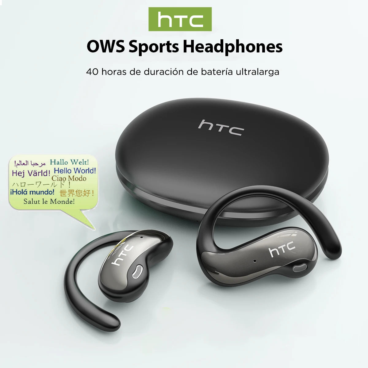 Écouteurs Bluetooth HTC NE19 AI OWS Casque de sport sans fil avec micro Basses puissantes Traducteur AI Écouteurs étanches Longue durée