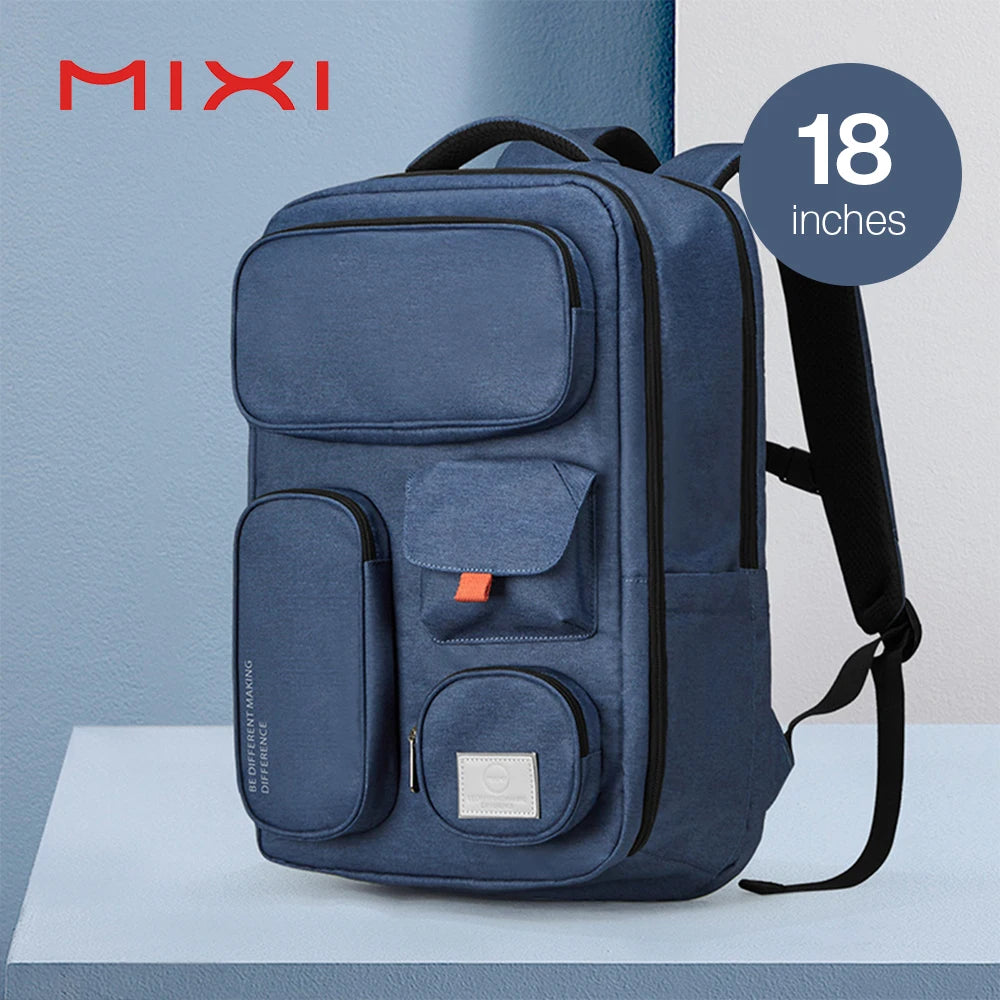 Sac à dos Mixi M5015 – Voyage et ordinateur portable, 18 pouces, étanche, unisexe