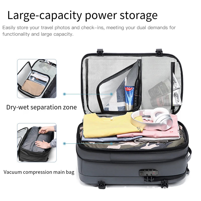 Sac à dos SUSHIMU – Voyage d’affaires unisexe, grande capacité, compartiment ordinateur portable et séparation humide/sèche