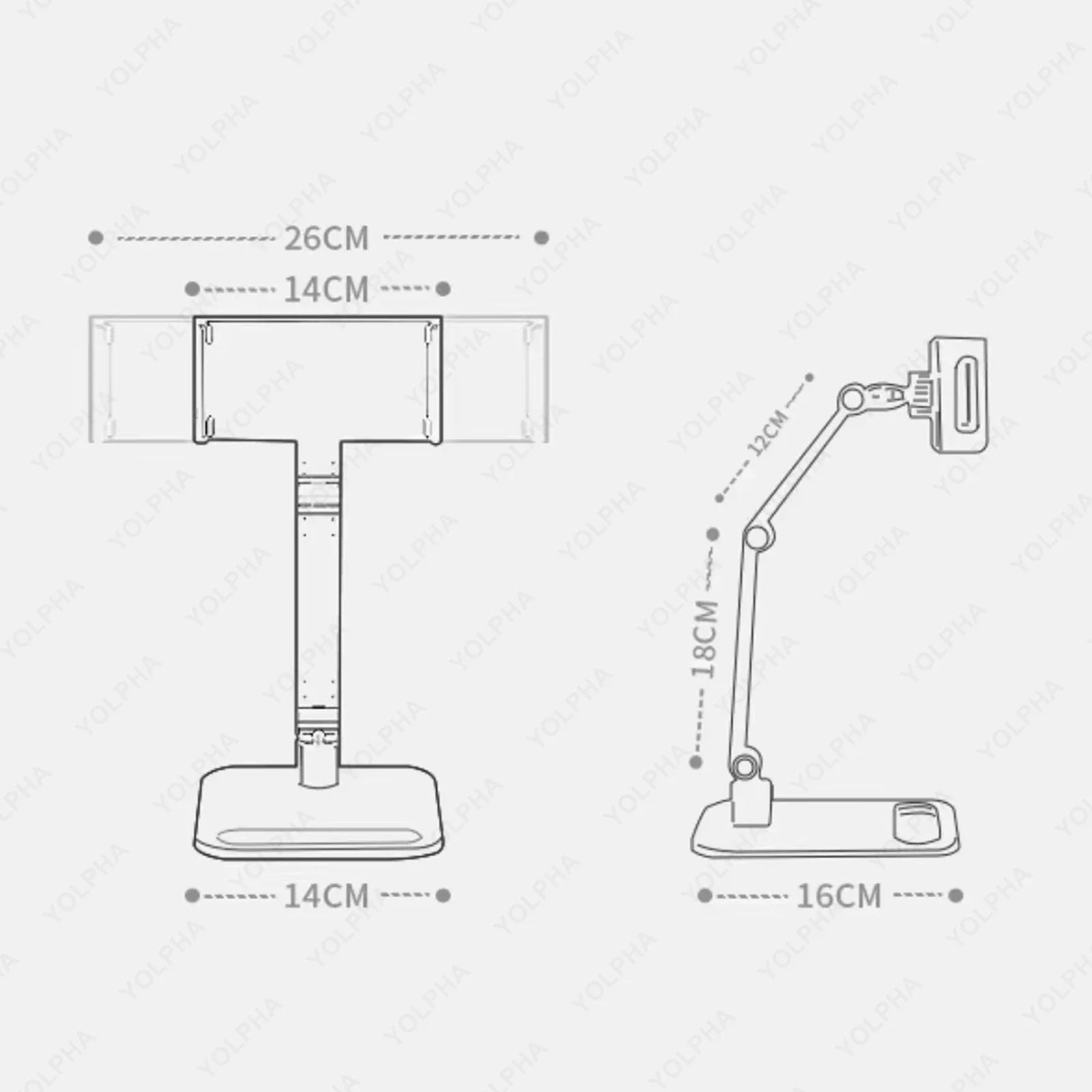 Recommended iPad Tablet Stand, Adjustable Kindle Holder, 360° Rotation, Monitor Holder for Desk, Tablets, Smartphone, Square Base