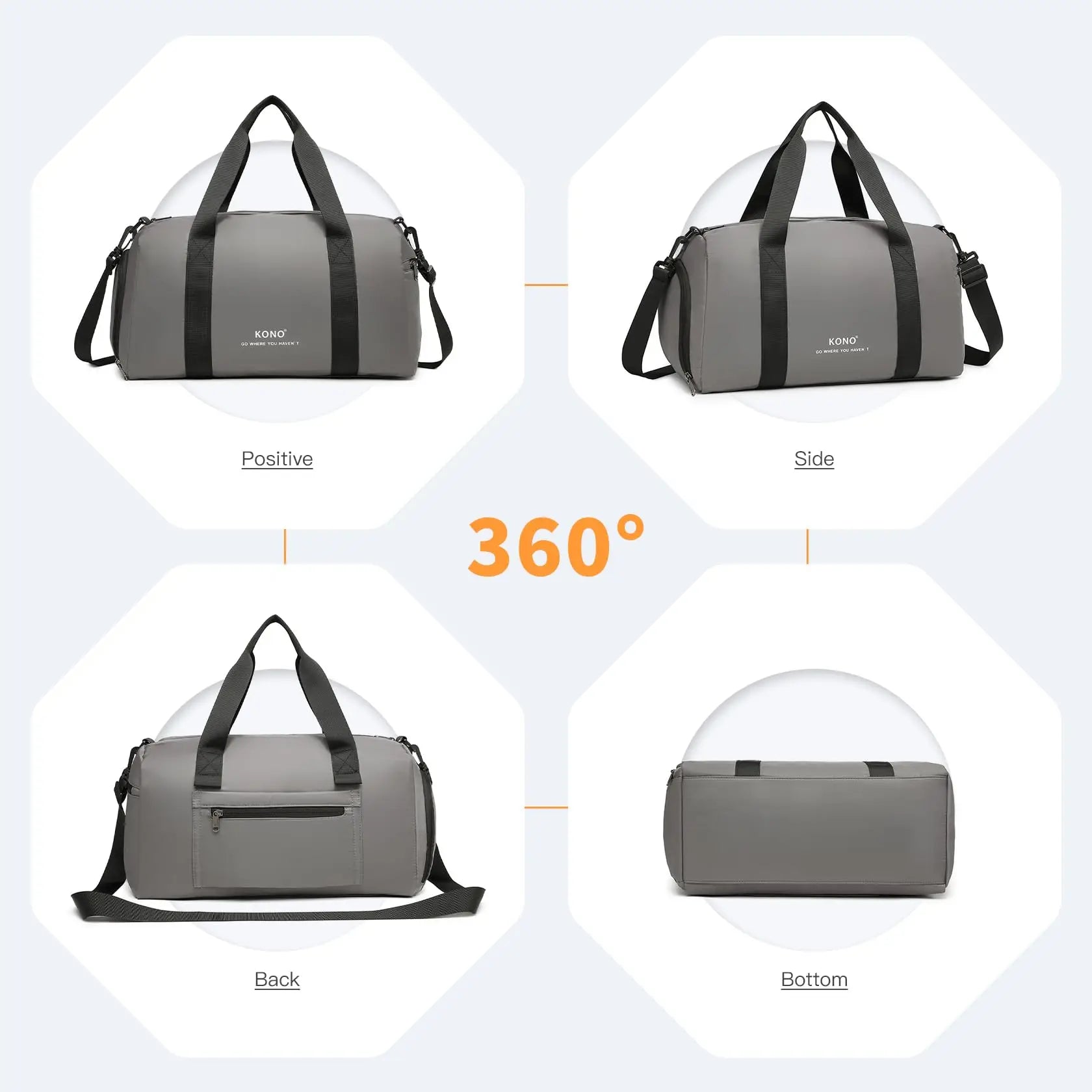 Kono – Sac à main étanche avec bandoulière et sac à chaussures, idéal pour les voyages en avion, Ryanair et EasyJet, 40 × 20 × 25 cm