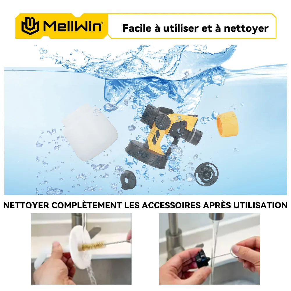MELLWIN 1000ML pistolet de pulvérisation électrique Portable sans fil pulvérisateur de peinture HVLP meubles de voiture pulvérisateur domestique pour Makita 18VBattery broche