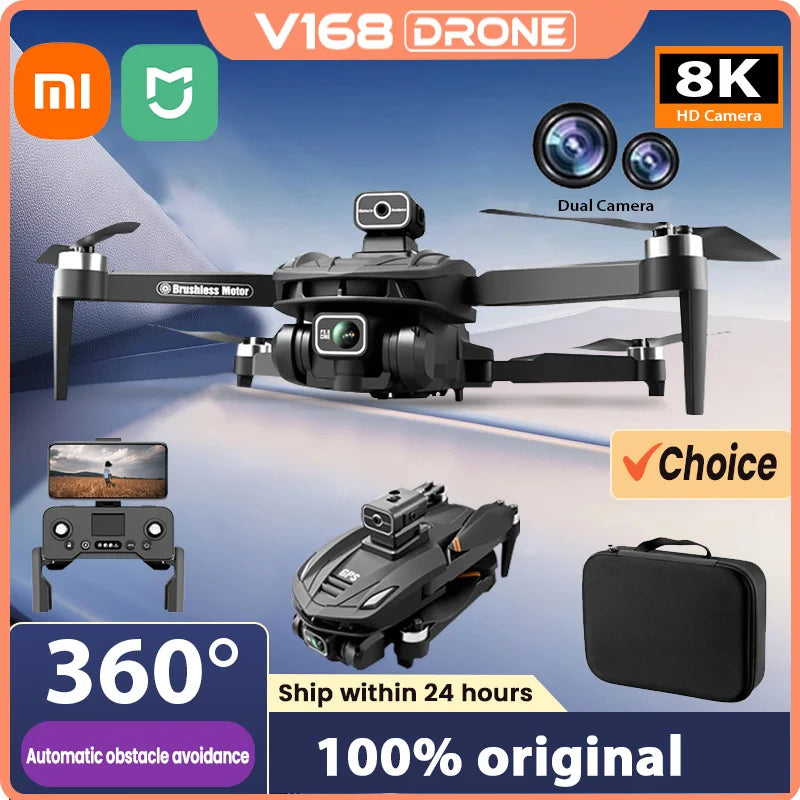 Drone Xiaomi Quadrirotor RC Pliable V168 – Moteur Brushless, Caméra HD 4K Pro, GPS, 5G WiFi FPV