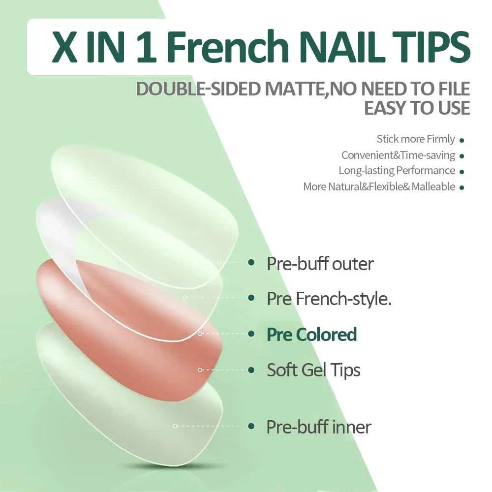 Extensions d’Ongles à Pointe Française Pré-Colorées - Nailpop 3 en 1&nbsp;