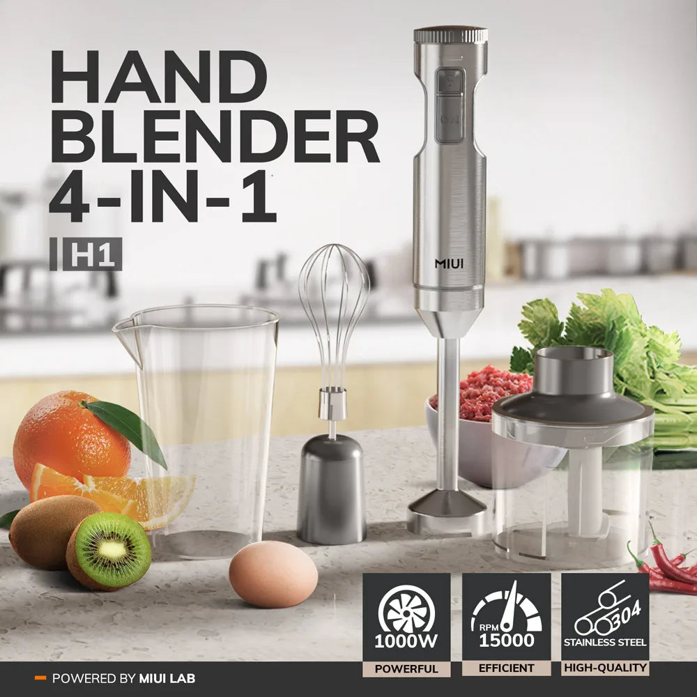 Blender, Stainless steel blender, 1000 ml capacity container, 700 ml capacity container with sickle blade, whisk, 4 in 1, 500 W 