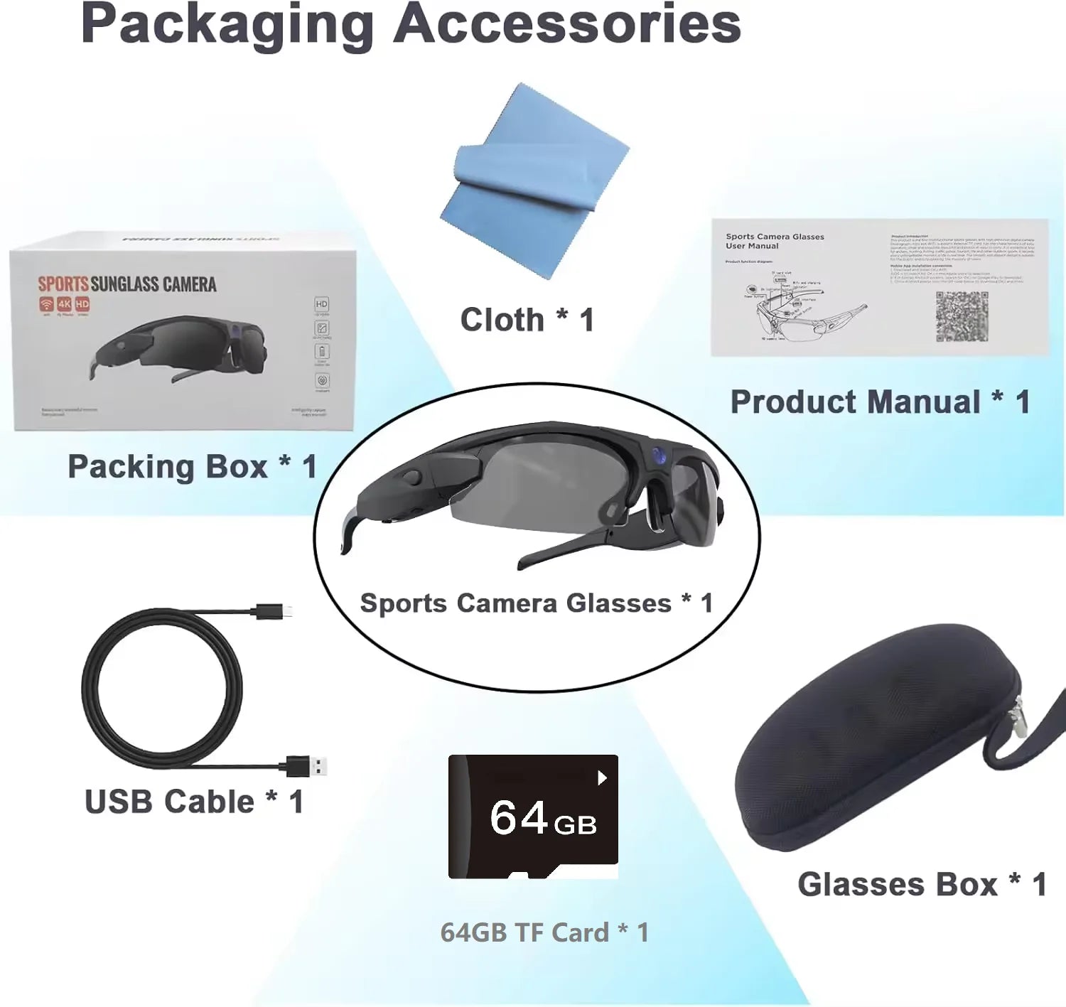 Lunettes intelligentes 4K FPV – Caméra WiFi 1080P/4K, Mini Caméra POV, Sport et Vlogging