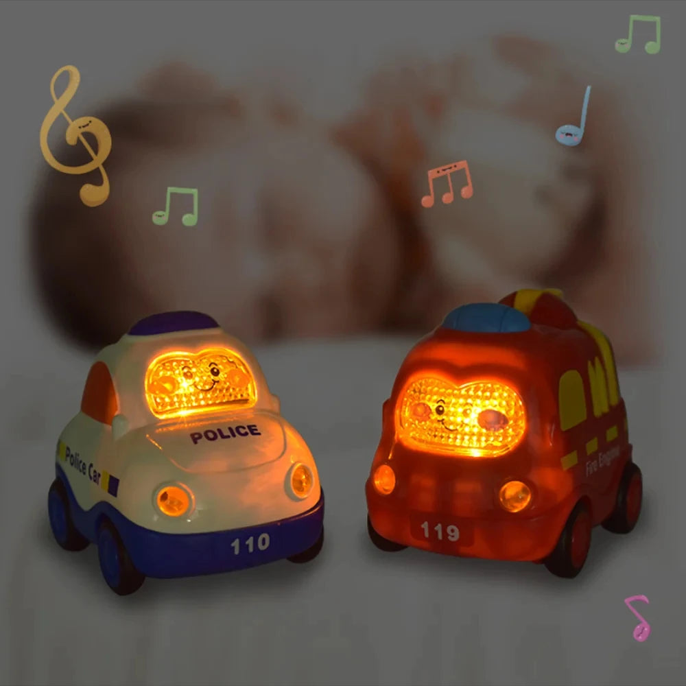 Electric Fire Truck and Taxi with Siren for Boys Plastic Ribbed Vehicle for 2-4 Years Old Child