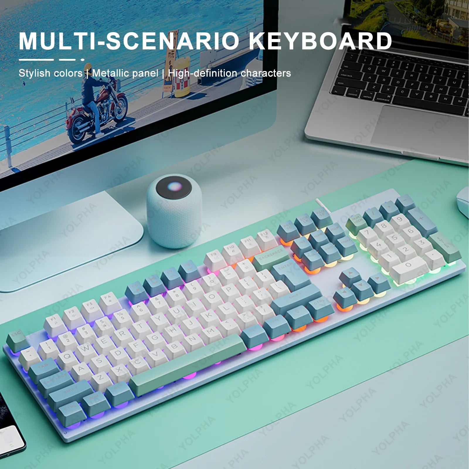 Retro4.2 Ergonomic Wired Keyboard Practical 104 Predict Keyboard for Business Office Gaming Suspended Keys Gaming Equipment 7 Documents