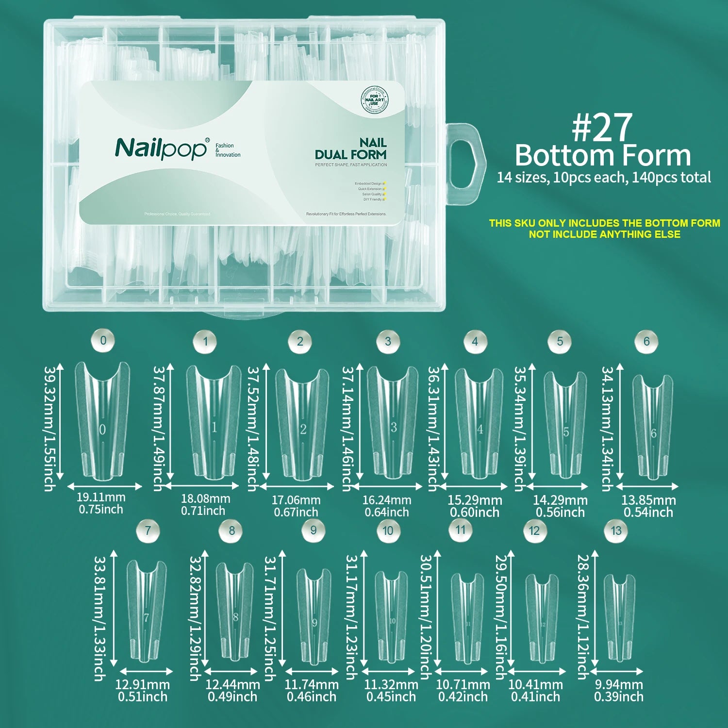 Formes doubles pour ongles, réutilisables, pointes claires, manucure française, Gel/Polygel/Acrylique, 70/140 pièces