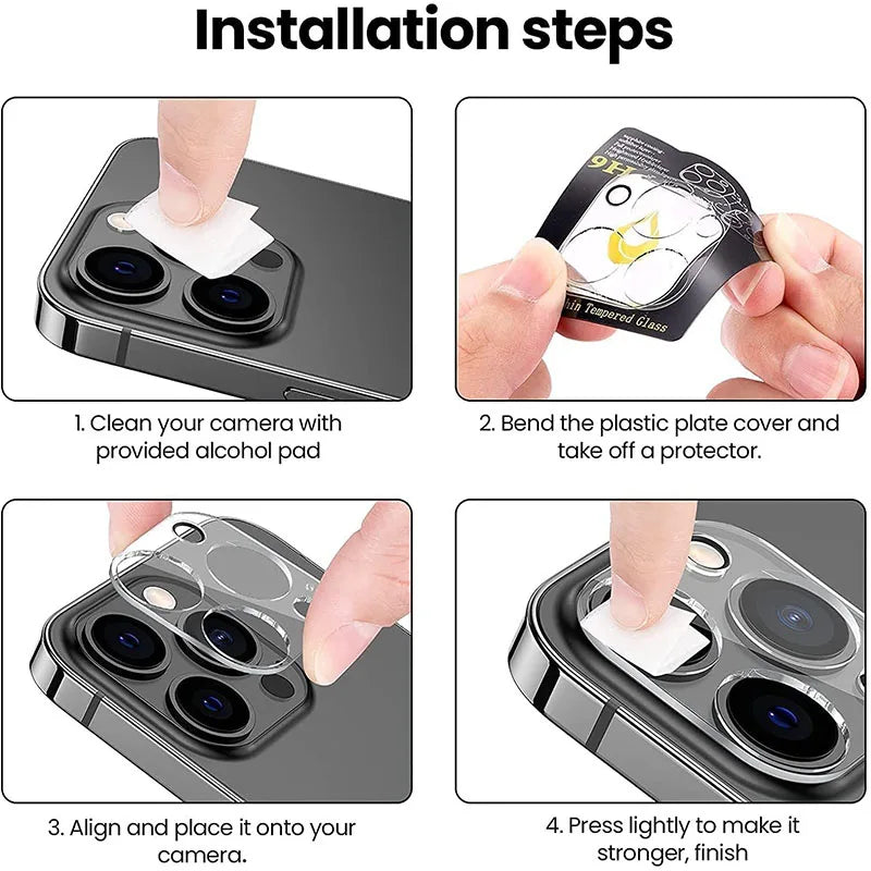 Verre de protection d’objectif d’appareil photo pour iPhone 16 / 16 Pro / 16 Pro Max – Verre trempé pour iPhone 15 Plus / 14 Pro Max