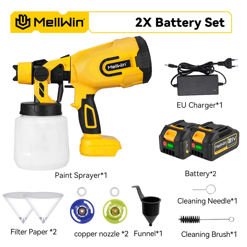 MELLWIN 1200ML pistolet de pulvérisation de peinture électrique sans fil pulvérisateur de peinture domestique pulvérisateur de meubles de voiture pour Makita 18V batterie broche