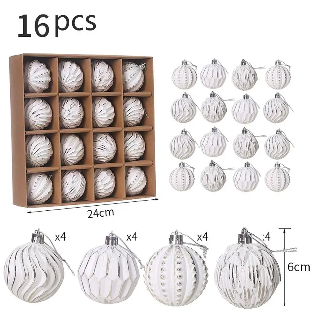 Galvanized Plastic Painted Christmas Balls Set, Christmas Tree Decor, 6cm, 16 Pieces