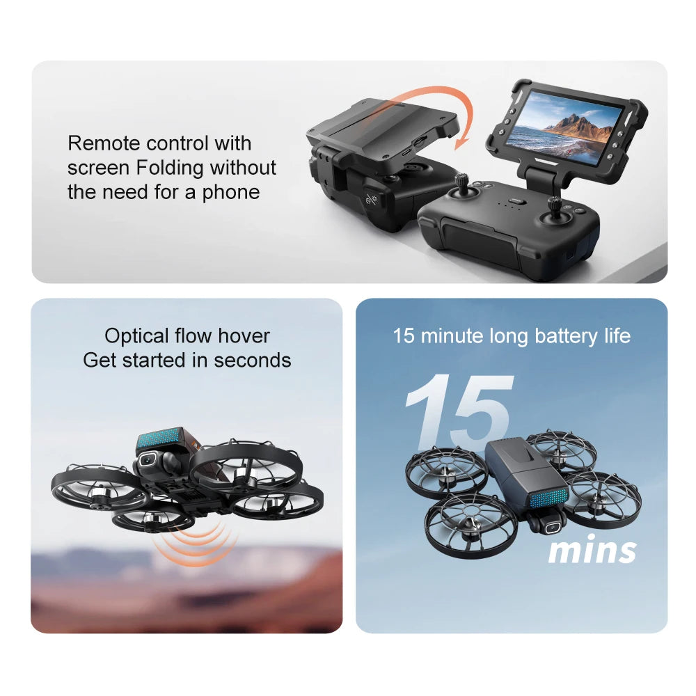 M8 Drone 8K – Caméra HD, Écran Télécommande FPV, Vol Stationnaire, Quadrirotor Pliable