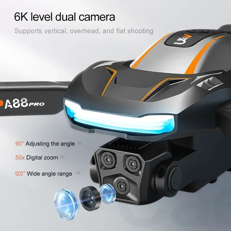 Drone 8K HD Professionnel Xiaomi Mijia A88, Caméra à Flux Optique, Évitement d’Obstacles, Moteur Sans Balais, Quadcopter Pliable RC
