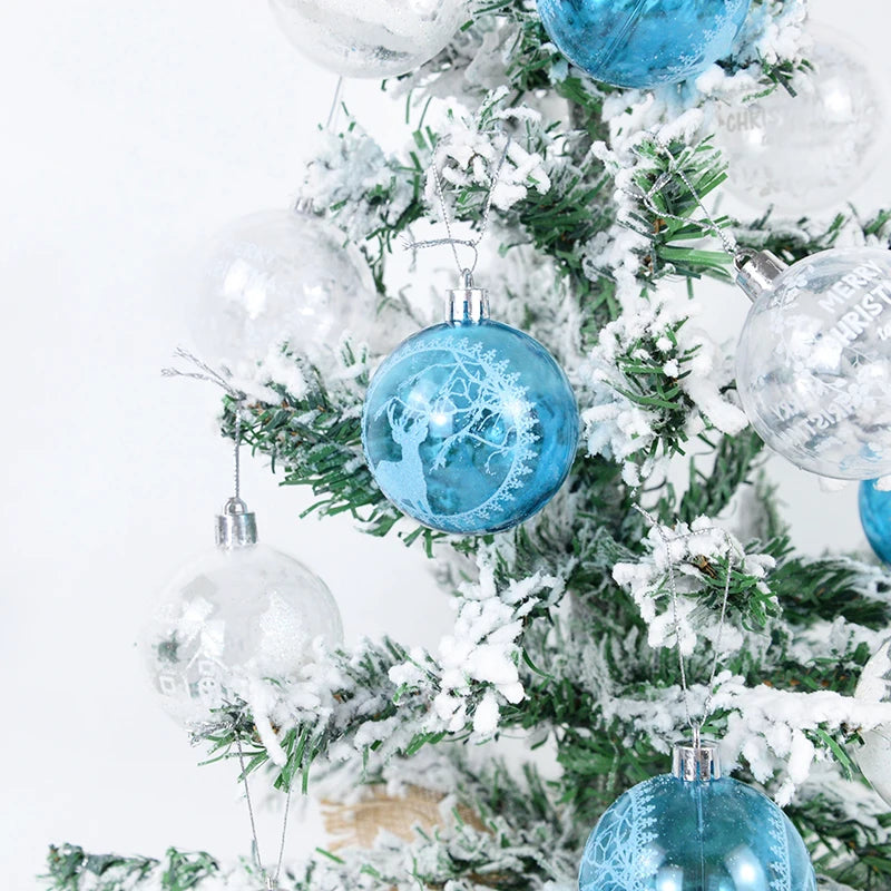 Christmas Balls, Blue Transparent Christmas Tree Ornaments, Plastic Christmas Ball, Decoration, 6pcs, 6cm 