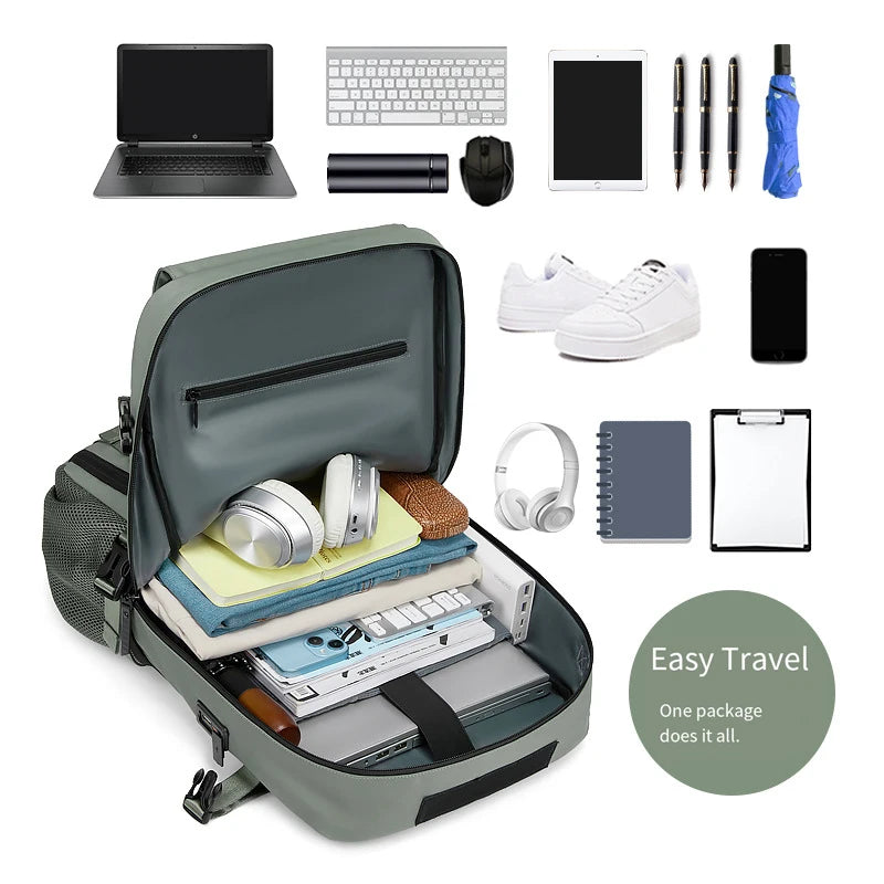 Sac à dos SUSHIMU – Voyage en plein air à double épaule pour hommes, grande capacité, compartiment ordinateur portable